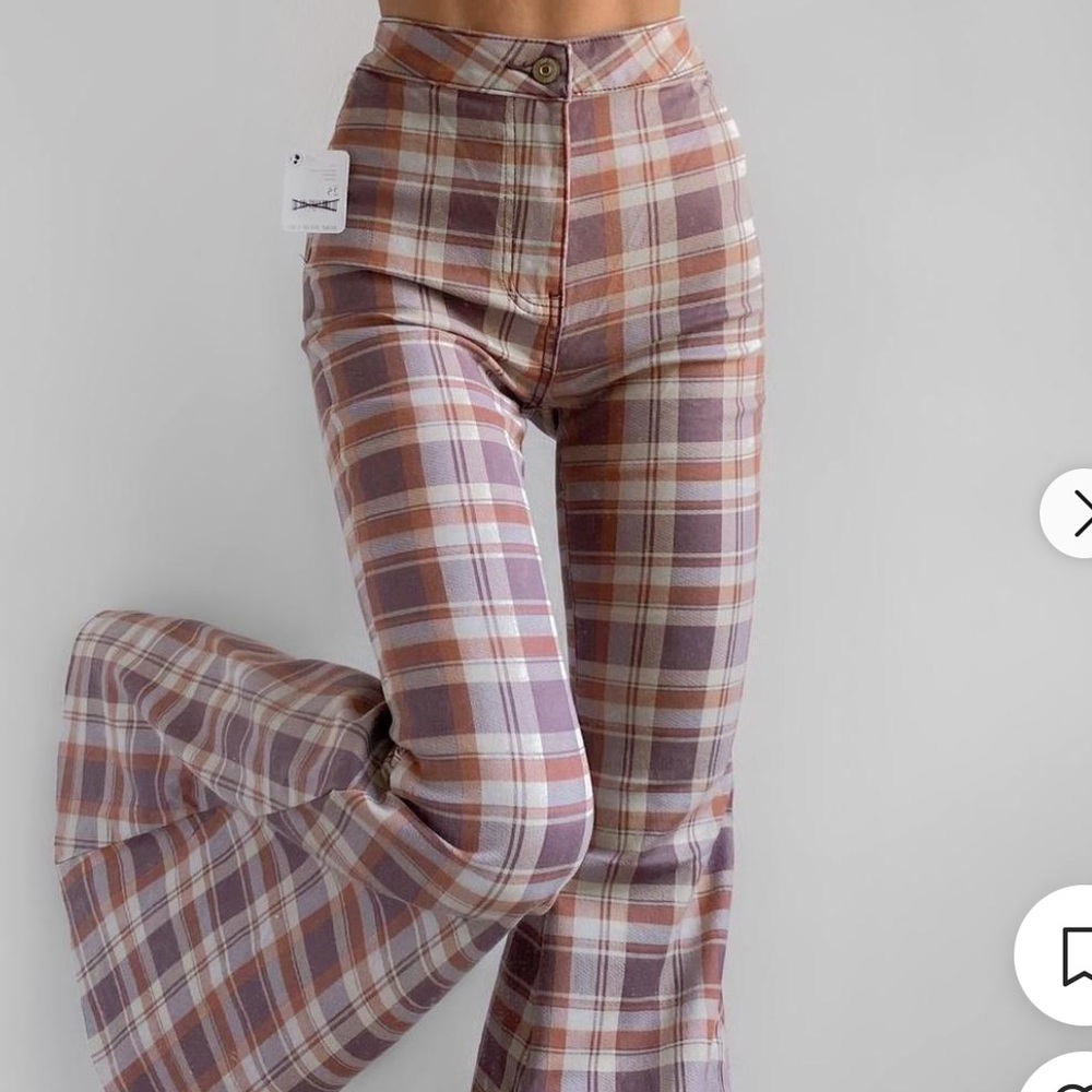 Free People Plaid Flare Pants